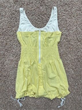 Anthropology Daily Practice Yellow White Zip Front Active Dress Women Size L